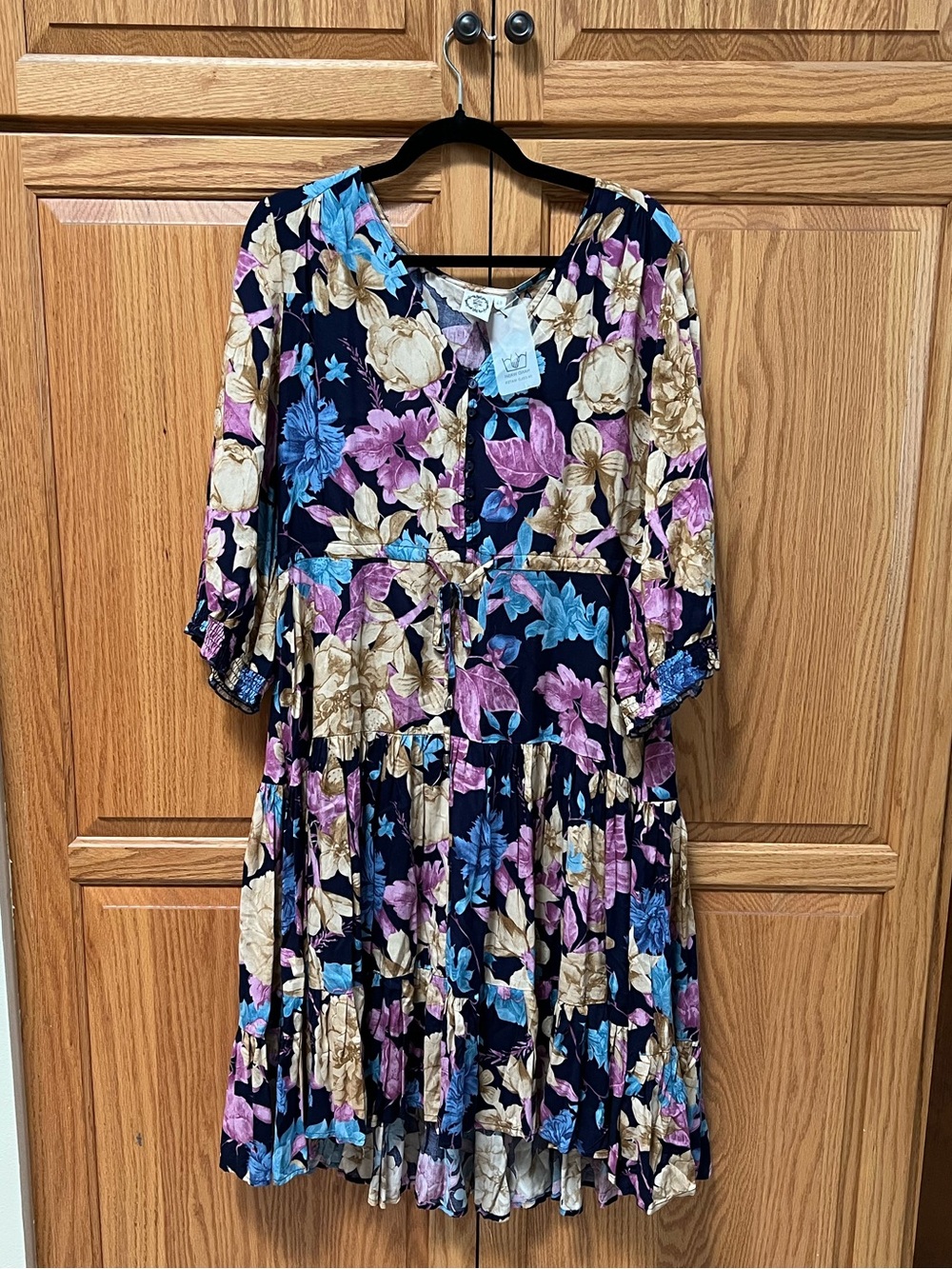 Silver Wishes Floral Tiered Navy Women's Dress - Multicolor, NWT, Size 18